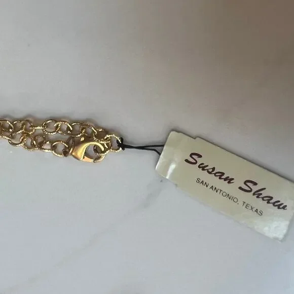 Susan Shaw Clover Leaf Goldtone Statement Necklace NWT - Picture 3 of 5